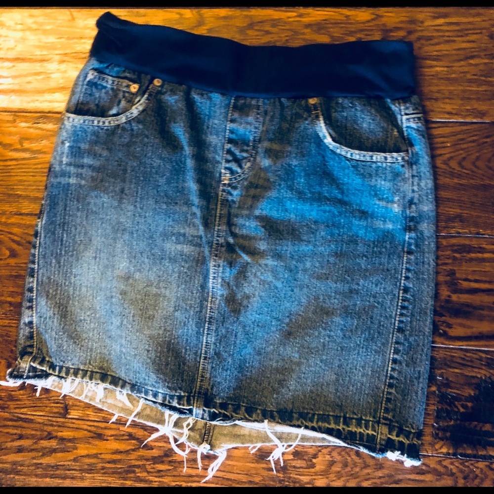 Maternity mini-jean skirt